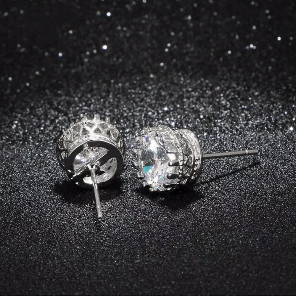 925 Silver Stud Earring Gorgeous Round Cut Cubic Zirconia Women Party Jewelry - Picture 4 of 4